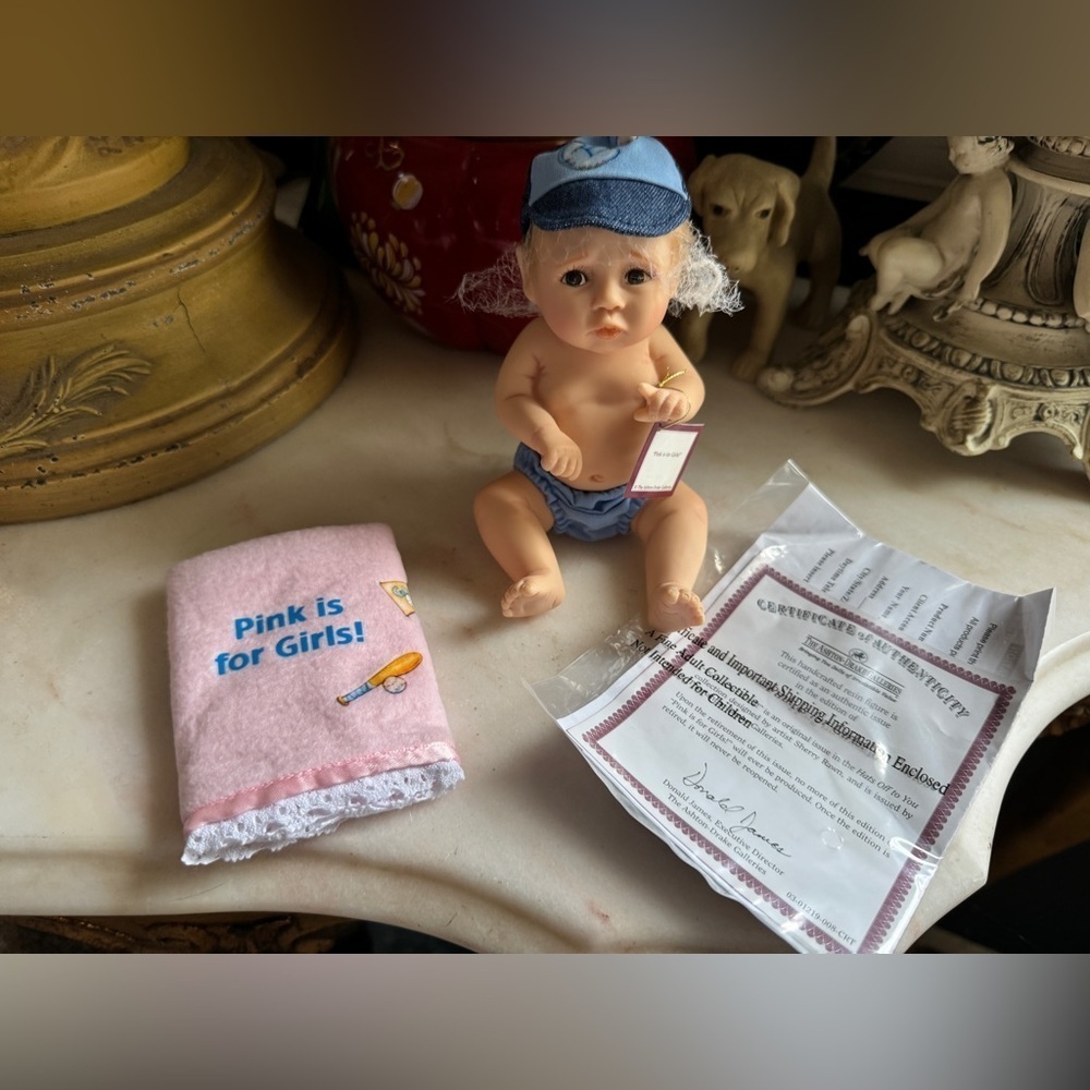 Retired Ashton Drake "Pink is for Girls"  Resin Doll by Artist Sherry Rawn